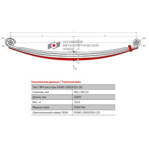 лист передней рессоры (ан. 6580-2902104-20)