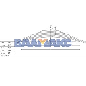 рессора задняя МАЗ (прицеп, 14 листов) L=1654мм