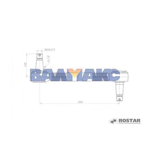 штанга реактивная КАМАЗ (кроме 6520-6460) L=530 мм (ROSTAR) (5511-2919013-15)