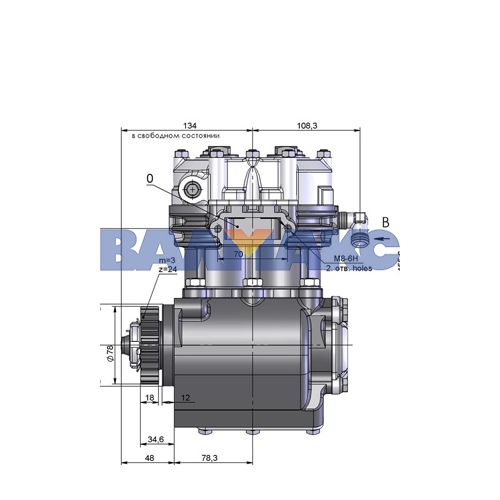 компрессор 2 цилиндровый КАМАЗ 210 л/м
